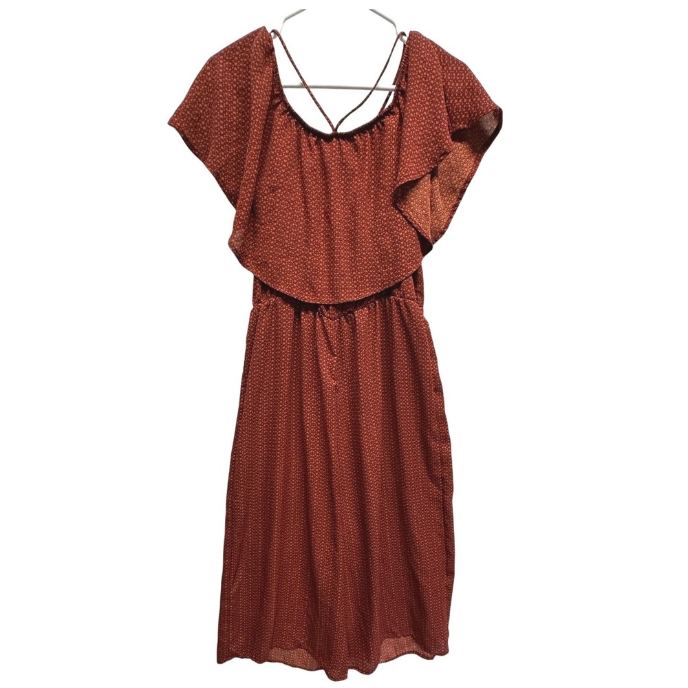 Rust Red Heart Print‎ Flutter Sleeve Romper – Lots of Love by Speechless (L)